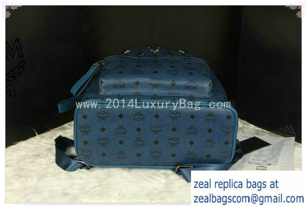 High Quality Replica MCM Stark Backpack Jumbo in Calf Leather 8006 RoyalBlue